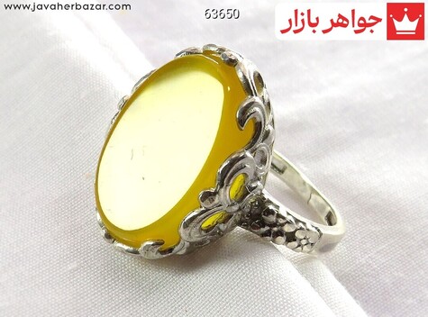 انگشتر نقره عقیق زرد طرح آنیتا زنانه رنگ تقویت شده [شرف الشمس] - 63650